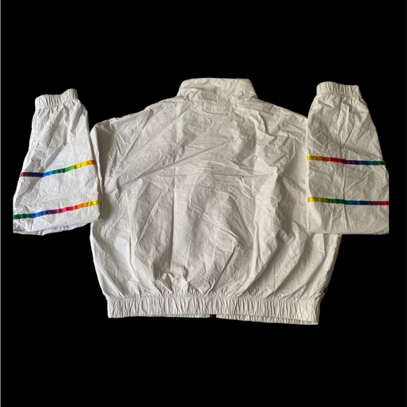 Forever 21- Exclusive Rainbow White Full Zip up crop Jacket. - Picture 3 of 11